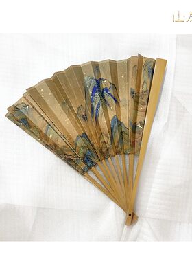 山房春  千里江山宋徽宗9寸洒金折扇扇骨+扇面穿越千年