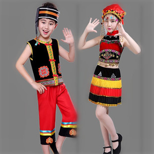 傲天骄彝族舞蹈服彝族演出服民族合唱舞蹈服彝族百褶裙彝族服装女