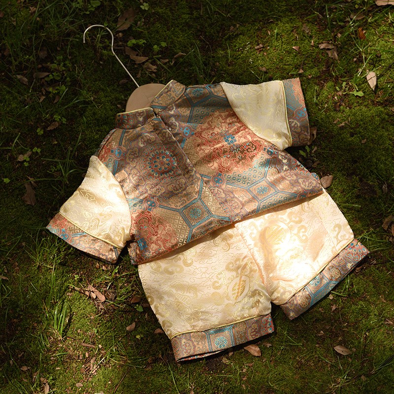 周岁礼服男宝夏季2024新款宝宝一周岁生日抓周冠衣唐装男童新中式