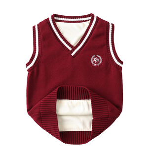 女童马甲加绒儿童背心宝宝针织加厚男童冬季保暖内穿毛衣大童校服