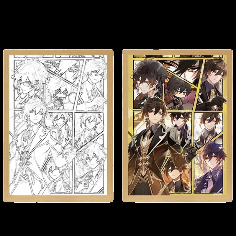 原神周边手办灯光画摆件小夜灯散兵芙宁娜魈胡桃神里绫华海报立牌