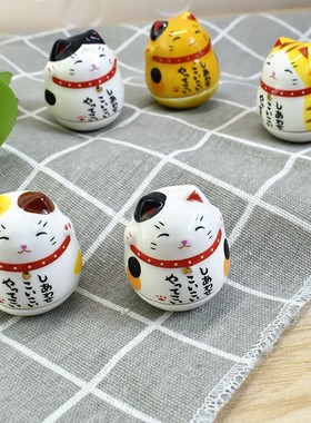 精品可爱招财猫日式创意礼品陶瓷猫摆件招财猫不倒翁房间装饰礼物