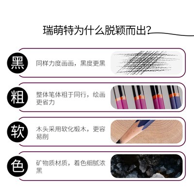 瑞萌特炭笔美术生专用素描碳笔绘画速写瑞蒙特柳炭笔特软中硬