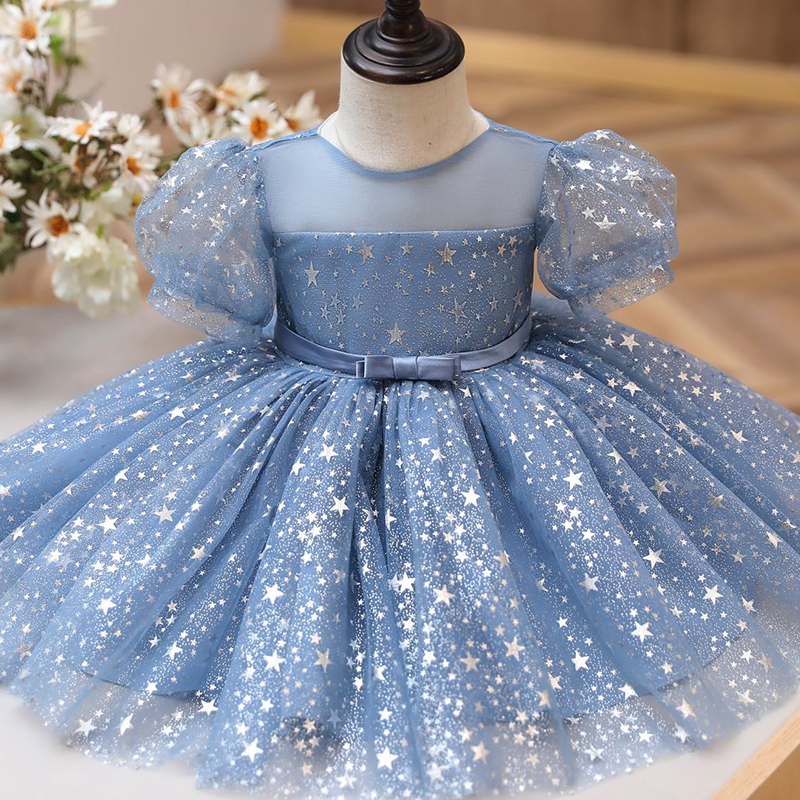 女童礼服花童婚纱蓬蓬裙女宝宝周岁公主裙儿童钢琴演出服连衣裙夏