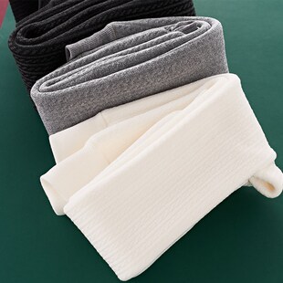 女童加厚打底裤秋冬加绒外穿连裤袜儿童黑色保暖裤子深灰色一体裤