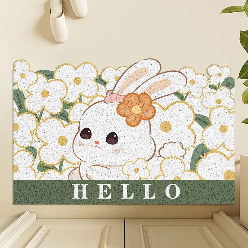 自由裁剪卡通可爱兔啾门口入户丝圈地垫小清新好打理地垫奶油风,居家布艺,入户地垫,淘宝优惠券,粉丝福利购,淘宝优惠卷
