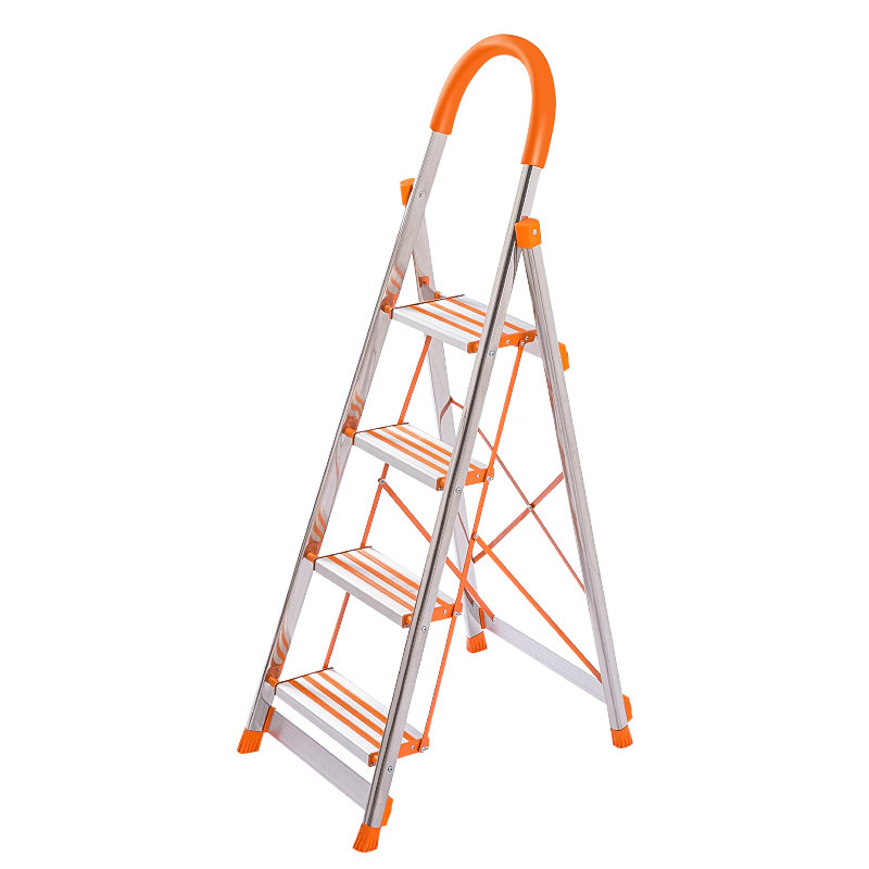 不锈钢室内人字家庭用多功能折叠加厚扶梯子三四五步伸缩工程爬梯
