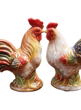 美式乡村鸡陶瓷摆件 家居隔板装饰品 橱柜摆件