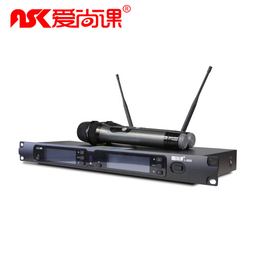 爱尚课 L-2022 U段调频一拖二家用舞台婚庆KTV无线麦克风防啸叫