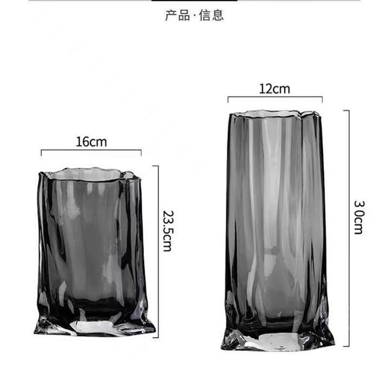 轻奢网红褶皱高级感花瓶玻璃水养插花样板间酒店装饰客厅餐桌摆件,鲜花速递/花卉仿真/绿植园艺,花瓶,淘宝优惠券,粉丝福利购,淘宝优惠卷