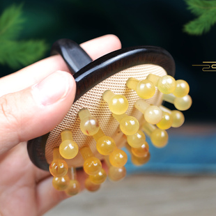 黑檀木牛角梳子头部经络按摩梳男女士发防洗头刷脱羊角气囊按摩梳