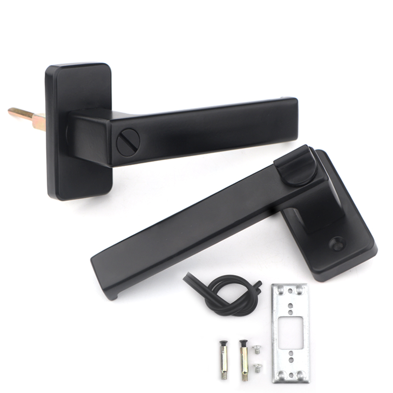 卫生间门全铝合金门锁玻璃门极窄边框把手小型竖孔平开门锁通用型