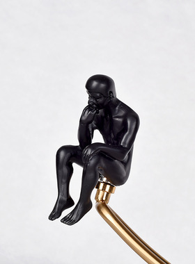 北欧家居摆件软装修跷跷板形铁艺摆件电镀拉丝高透玻璃样板房摆件