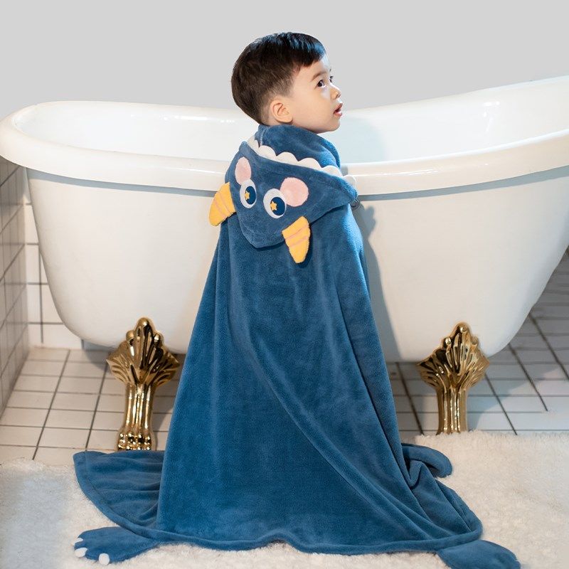 儿童浴巾斗篷带帽浴袍非纯棉全棉吸水卡通男女中大童洗澡专用可穿