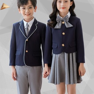 男童西装套装学生主持人演讲比赛服装女童英伦学院风合唱演出礼服