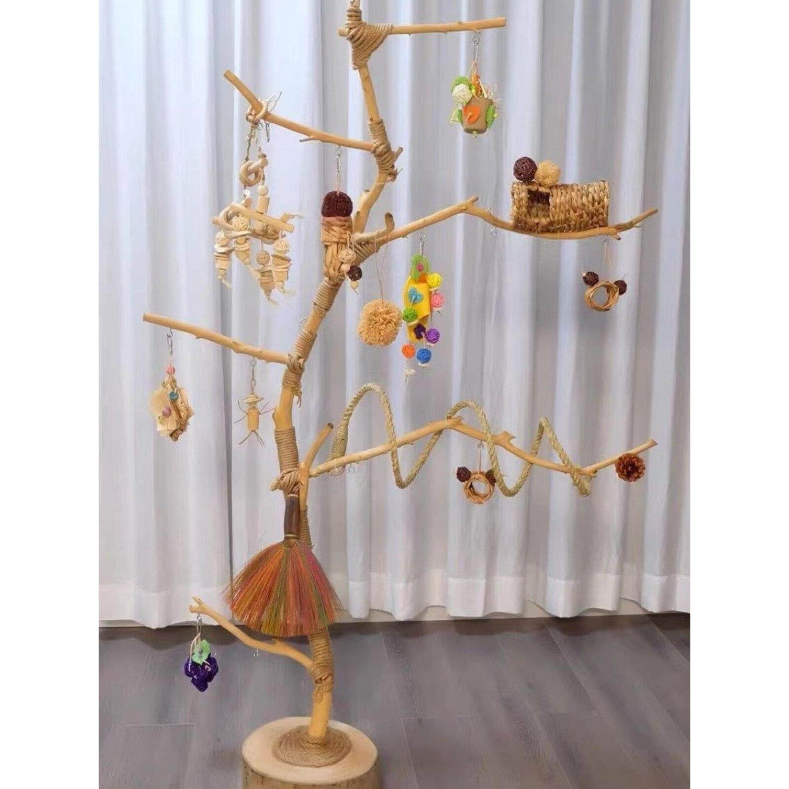 干树枝原木杈艺术干枝枯木树干鸟站架造型壁鹦鹉站架吊顶龙骨装饰