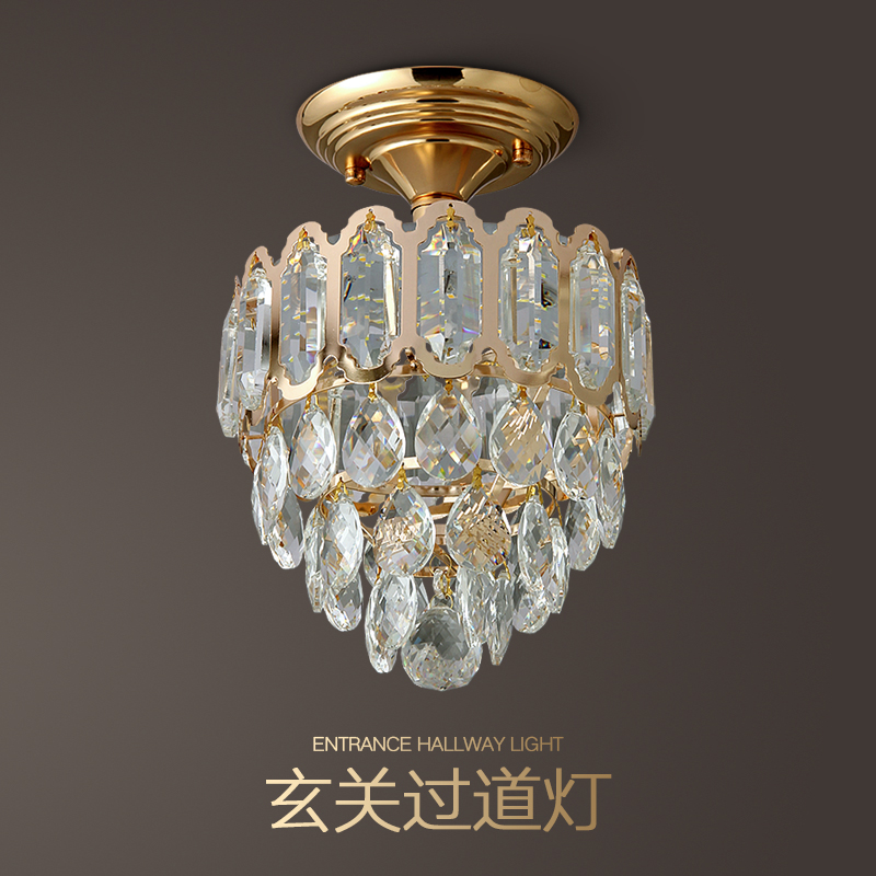 水晶吸顶灯欧式美式玄关过道走廊楼梯衣帽间门厅入户轻奢小吊灯具