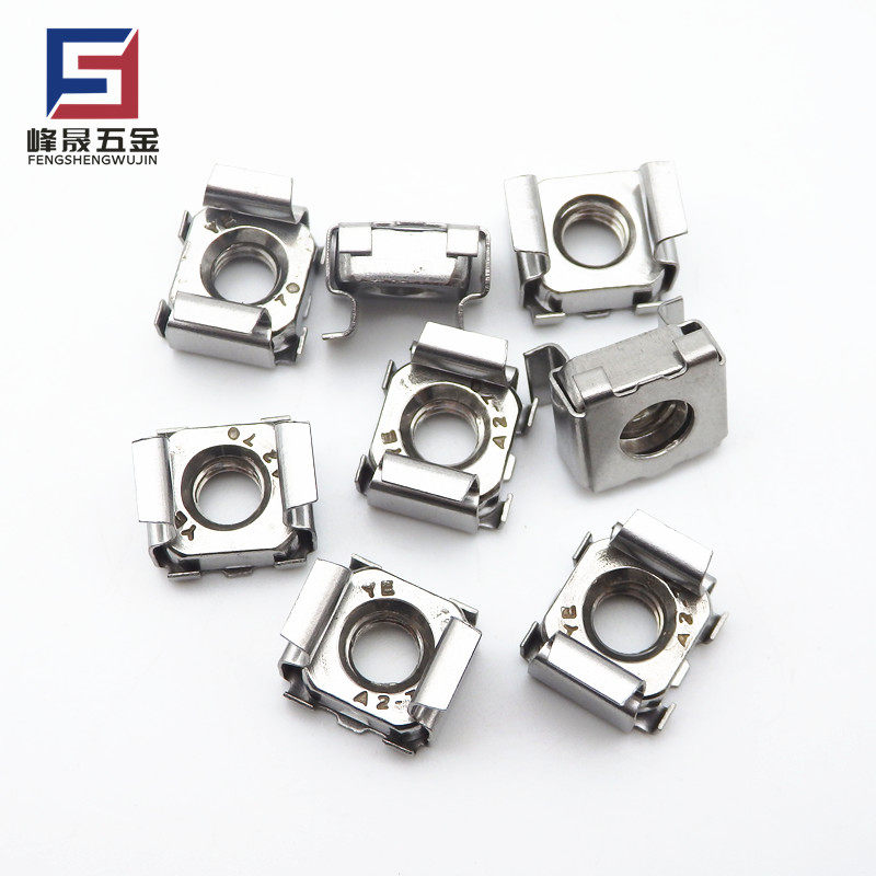 304不锈钢网络机柜螺丝卡式螺母皇冠组合螺钉四方卡扣螺母M5M6