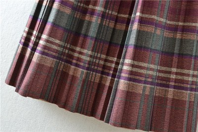 冬季百褶裙子毛呢格子半身裙女中长款2021秋冬新款呢子半裙长裙厚