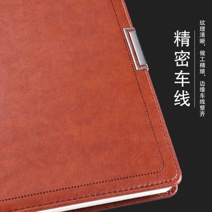 红缘HY B7025笔记本子a5棕色定制可印logo加厚记事本商务b5黑色皮