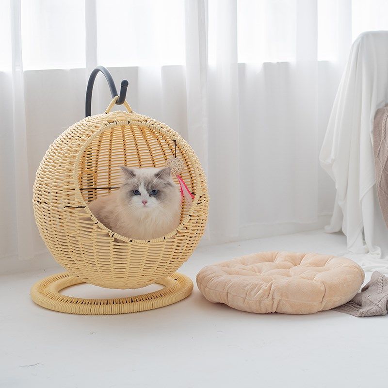 吊篮猫窝四季通用杏色藤编猫屋夏天网红帐篷半封闭凉窝可拆洗房子,宠物/宠物食品及用品,猫窝/屋/帐篷/沙发,淘宝优惠券,粉丝福利购,淘宝优惠卷