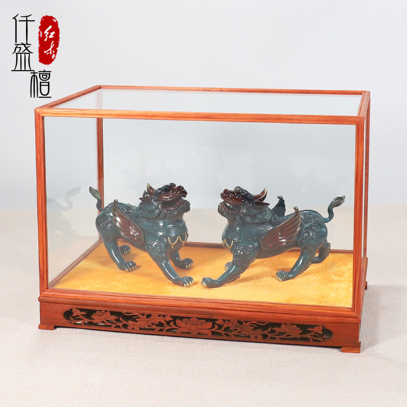 玻璃防尘罩展示盒宝笼可定制红实木工艺品奇石头花瓶文玩收藏底座,家居饰品,木雕,淘宝优惠券,粉丝福利购,淘宝优惠卷