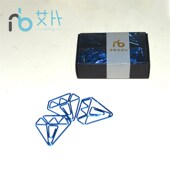 彩镀蓝钻回形针蓝色别针创意学生文具 金属书签办公学习收纳书签