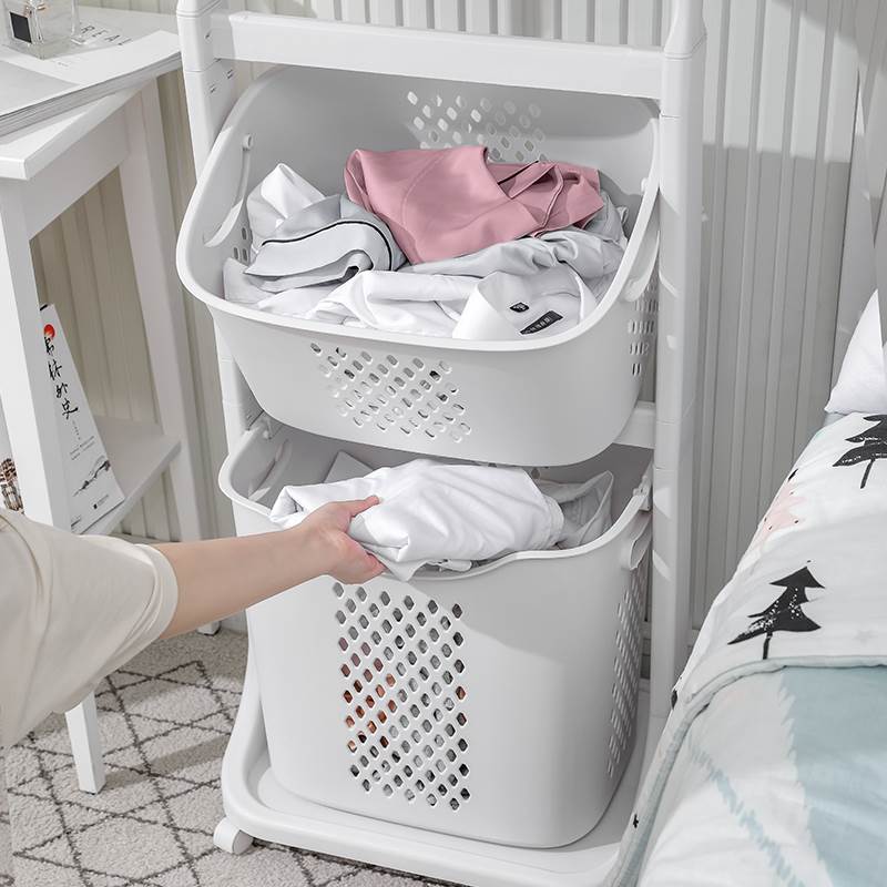 落地次净挂衣架带轮浴室收纳卧室脏衣篮篓隔夜移动晾衣架衣帽架子