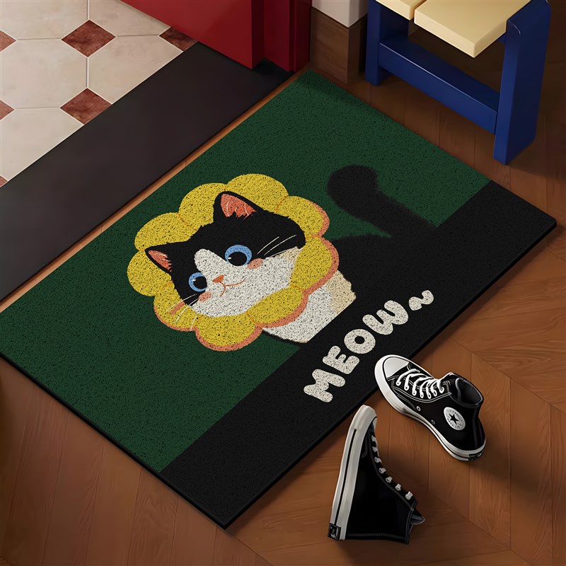 英伦小猫复古入户丝圈地垫防滑脚垫门垫家用地毯门外蹭土可裁剪