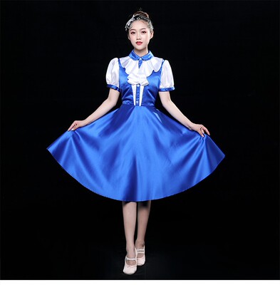 新款儿童演出服中学生初中生小学生大合唱团女朗诵队歌咏比赛服装