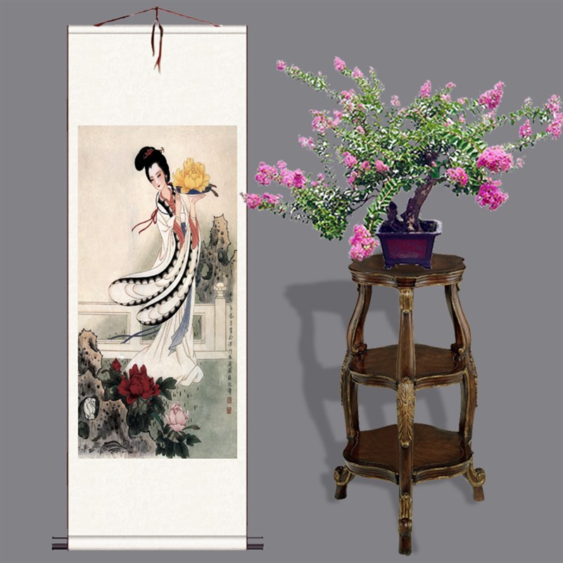 仕女图 古代人物丝绸画 客厅办公室挂画 装饰画卷轴画国画定做