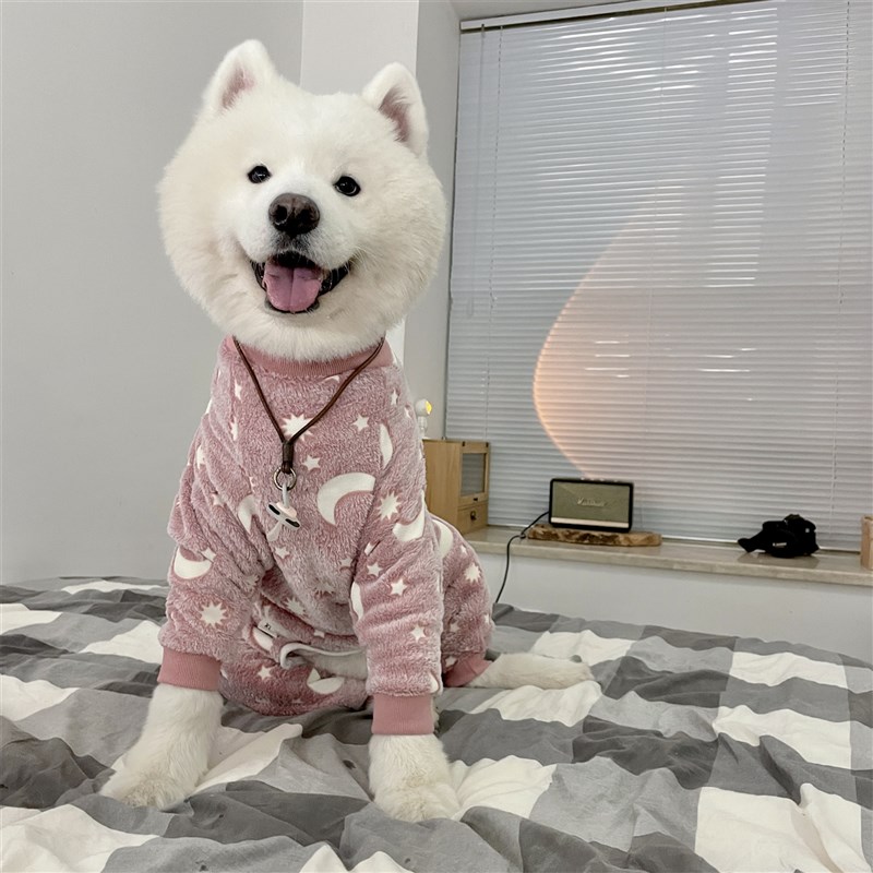 宠物狗狗冬款睡衣中大型犬保暖加绒棉衣萨摩耶金毛冬款四脚冬装