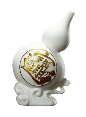 汉鸿 创意办公室摆件招财进宝陶瓷葫芦客厅书房家居装饰品摆设品