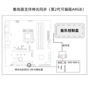 rgb风扇控制器argb神光同步3针5v一拖10 6pin音乐律动控制盒 PWM