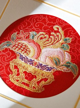 南京云锦研究所博古三多新中式装饰桌面摆件摆台中国风特色工艺品