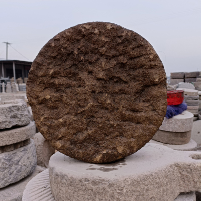 石雕圆形旧石磨家用镇宅磨盘手工老磨片天然石材复古怀旧加工刻字