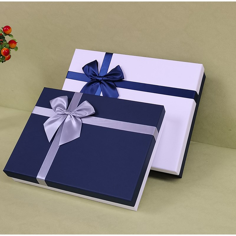 礼盒空盒蓝色礼物盒衣服围巾包装盒简约创意高级感礼品盒定制logo