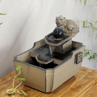 中式客厅流水摆件办公室桌面造景喷泉小型循环水装饰招财水系景观