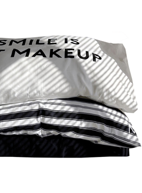 Fri简约黑白单品搭配枕套纯棉北欧风条纹单个枕头套48x74cm枕皮