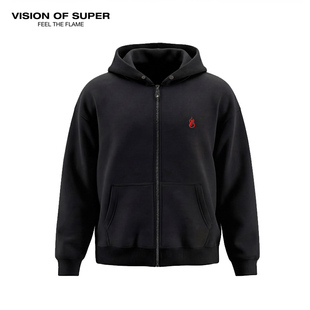 25秋冬VOS火焰徽标连帽拉链重磅开衫 VisionofSuper 休闲卫衣男女款