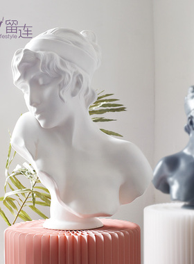 纯白少女雕塑北欧艺术家居软装饰品轻奢雕像客厅橱窗摆件树脂人物