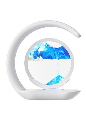创意新款桌面流沙画小夜灯智能无线充电高级感商务礼品Z沙漏摆件