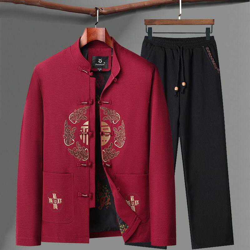 中老年唐装男长袖外套春秋爸爸装中式复古夹克老年人秋装爷爷套装,男装,唐装,淘宝优惠券,粉丝福利购,淘宝优惠卷