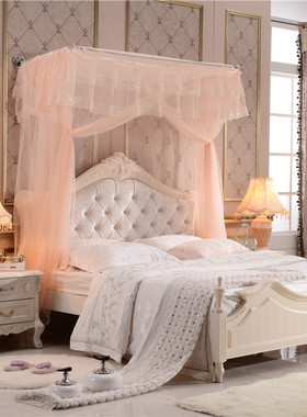 不锈钢挂墙钓鱼杆支架伸缩落地宫廷方顶三开门1.5m1W.8米打墙蚊帐