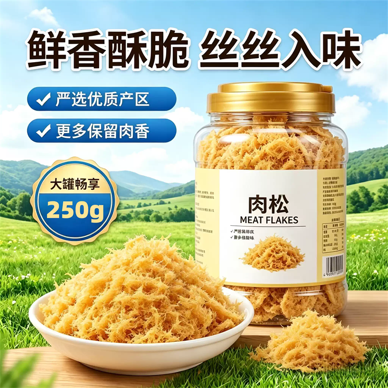 央妈推荐肉松儿童无添加宝宝早餐拌饭肉酥烘焙寿司海苔碎食材商用