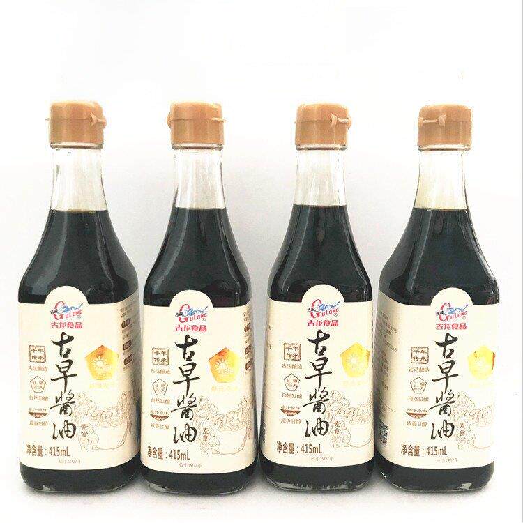 央视真情播报古龙古早特级黄豆头抽酱油415ml*4瓶古法酿造零添加