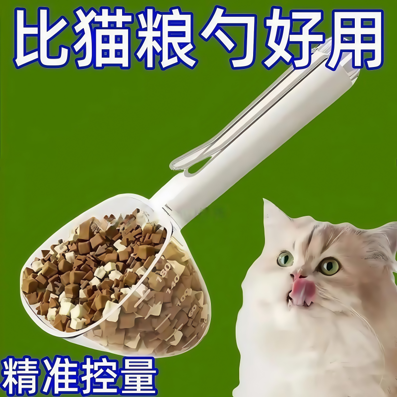 宠物勺子狗粮猫粮勺铲米勺面粉勺五谷杂粮多功能勺个性手柄带夹子