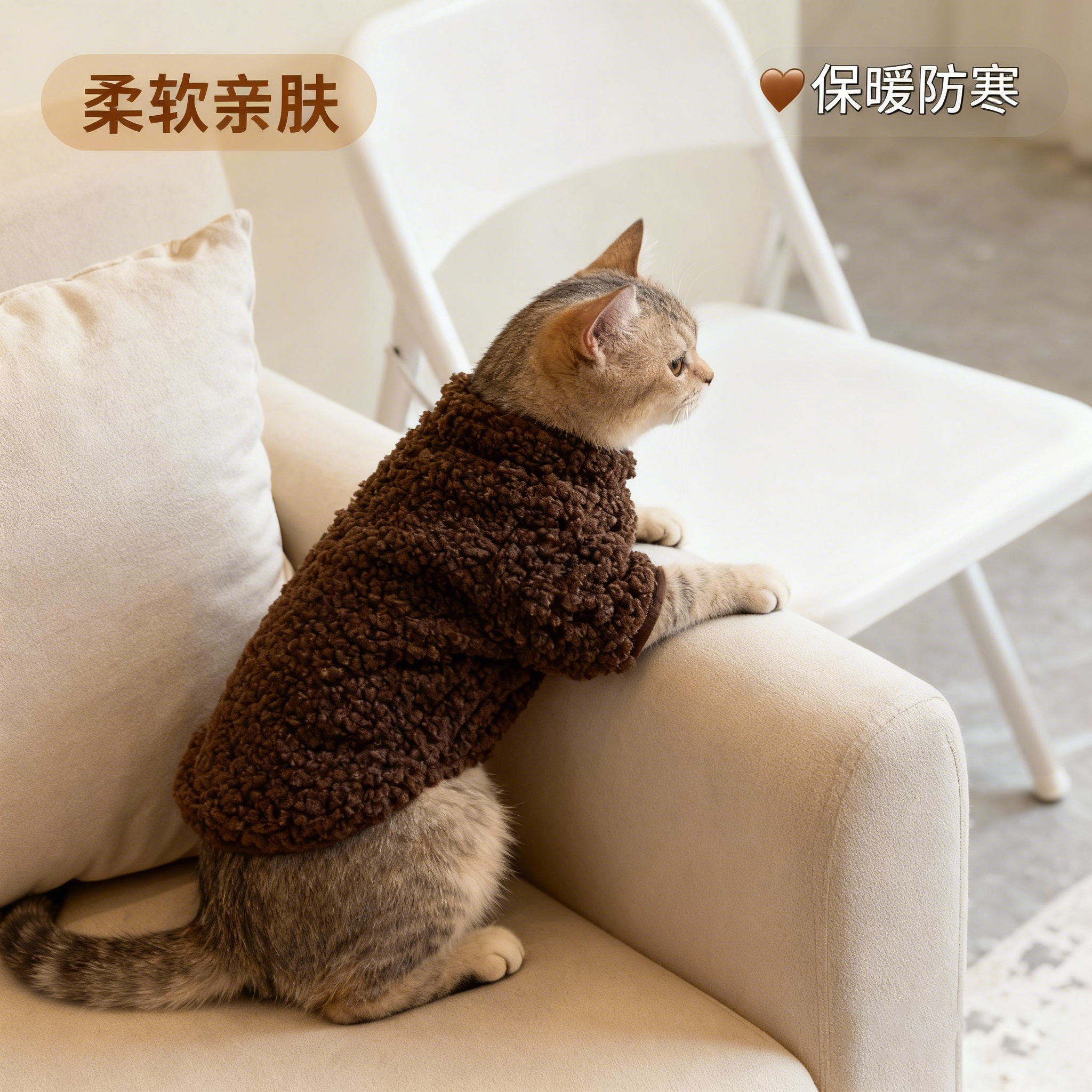 羊羔绒宠物保暖冬装猫咪银渐层狗狗泰迪博美秋冬加厚专用衣服