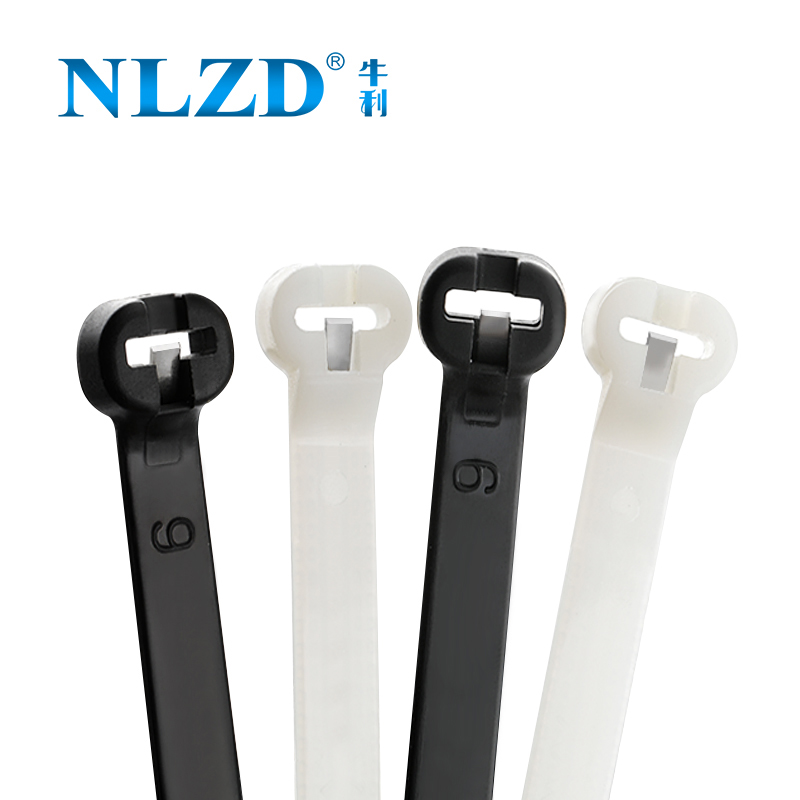 3-10系列尼龙扎带304不锈钢金属嵌片扎带强力卡扣自锁式固定黑色