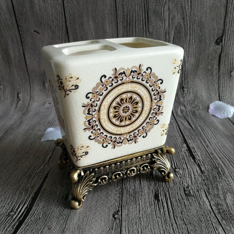 欧式创意浴室冰裂纹陶瓷牙刷架民宿酒店牙具座插牙膏架梳子置物架,家庭/个人清洁工具,牙刷架/牙具座,淘宝优惠券,粉丝福利购,淘宝优惠卷